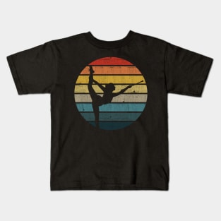 Baton twirling Silhouette On A Distressed Retro Sunset design Kids T-Shirt